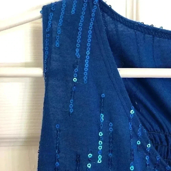 Carol Rose Blue Sleeveless Sequin Top Size Small - Picture 5 of 11